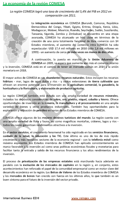 Màster Curs: Economia regió COMESA