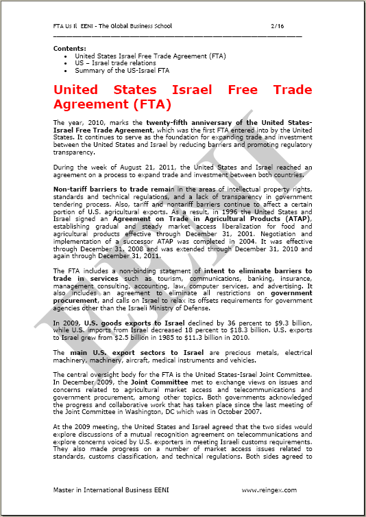 Estats Units-Israel Tractat de lliure comerç